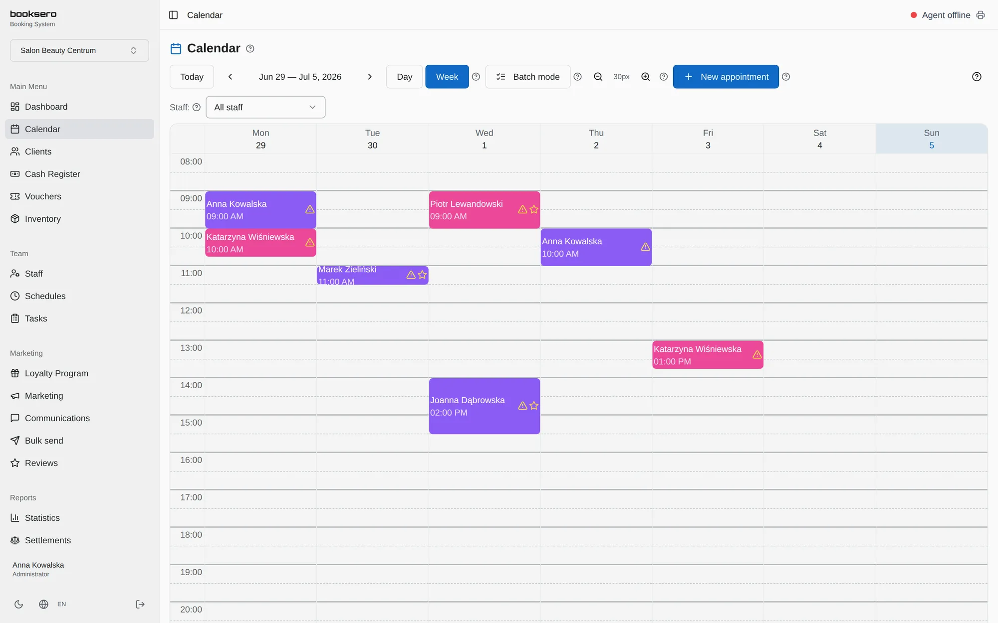 booksero calendar in light theme