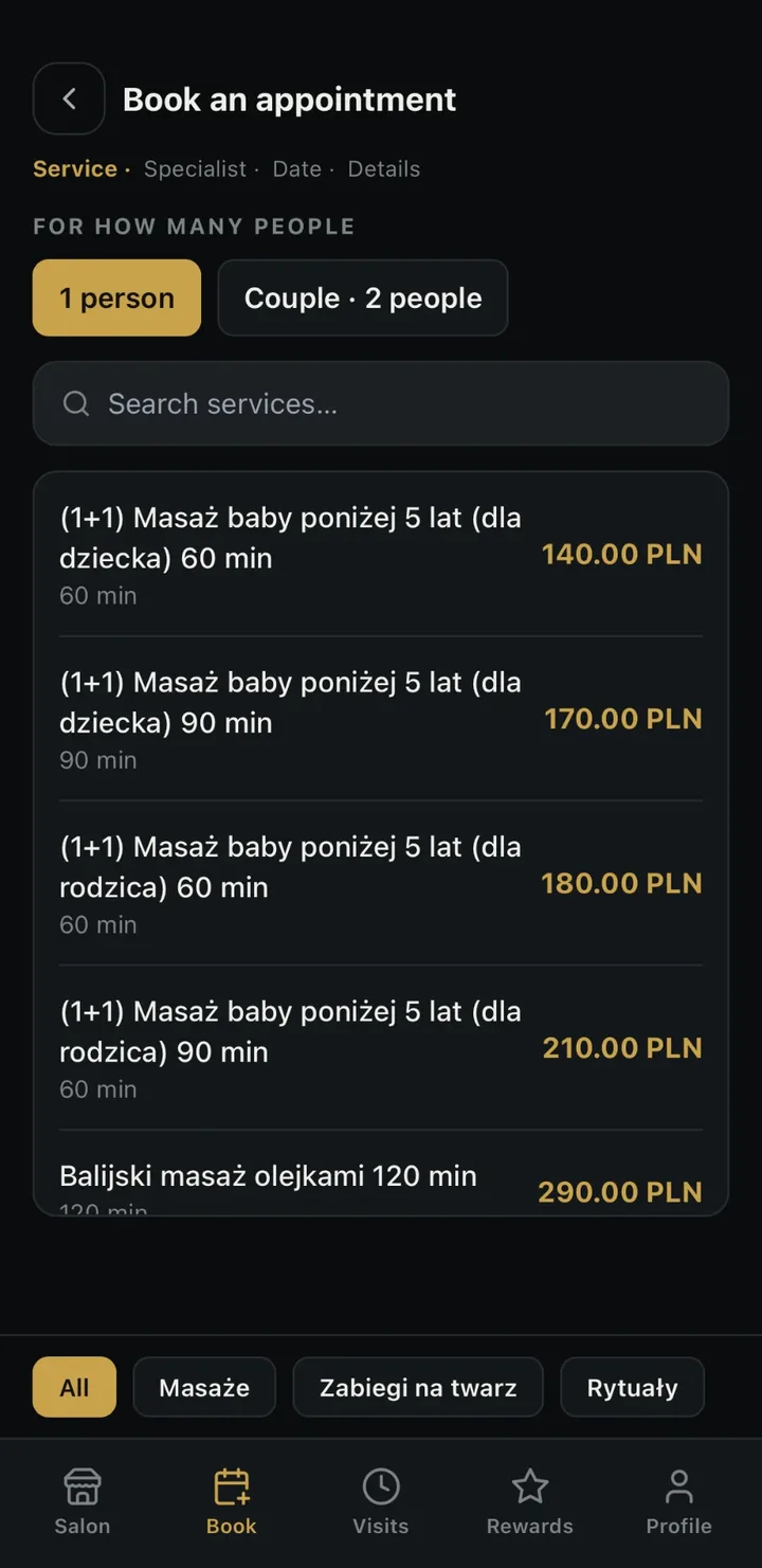 Booking for two — "Couple · 2 people"